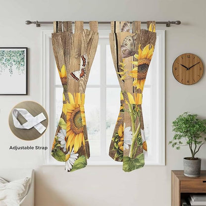 Farmhouse Sunflowers Bedroom Curtains 72 Inch Length, Window Curtains Tab Top - Image 5