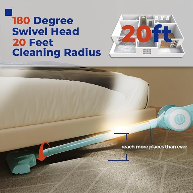 Roomie Tec Corded Stick Vacuum Cleaner - 450W, Lightweight 2 in 1 Handheld with Powerful Suction, Bagless HEPA Filter, Large Dust Capacity, 20ft Cable - Ideal for Floors, Dorm Room, & Home Cleaning