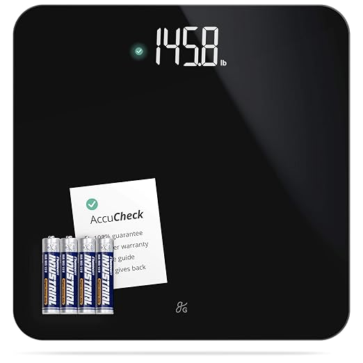 Greater Goods AccuCheck Digital Scale for Body Weight - Accurate Digital Bathroom Scale with High-Precision Sensors, Large Easy-to-Read Backlit Display, 400 lb Capacity, Auto Step-On (Black)