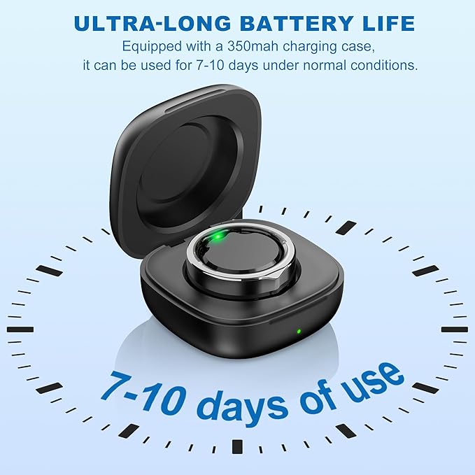 SEEKZERO Smart Ring for Women Men, Titanium Fitness Ring with Heart Rate, Stress & Sleep Monitoring,Step & Calorie Counter, 5ATM Waterproof for iPhone and Android,No Subscription Fee (Black, 11)
