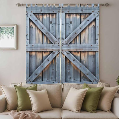 Farmhouse Wood Grain Living Room Curtains 84 Inch Length, Window Curtains Tab - Image 3
