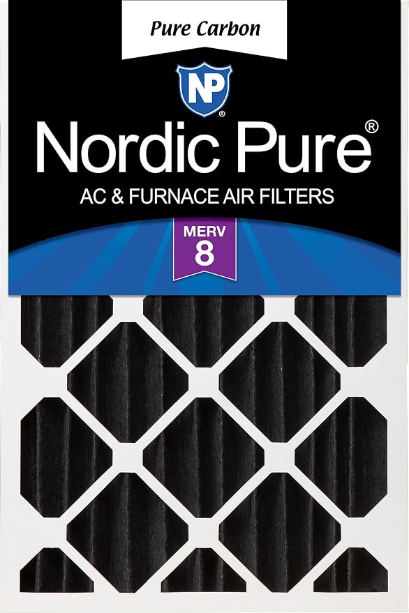 Nordic Pure 16x20x4 Pure Carbon Pleated Odor Reduction Merv 8 Furnace Filter 1 by NordicPure