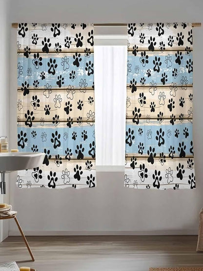 Sheer Curtains 63 Inch Length, Vintage Farmhouse Rustic Wooden Grain Privacy - Image 5