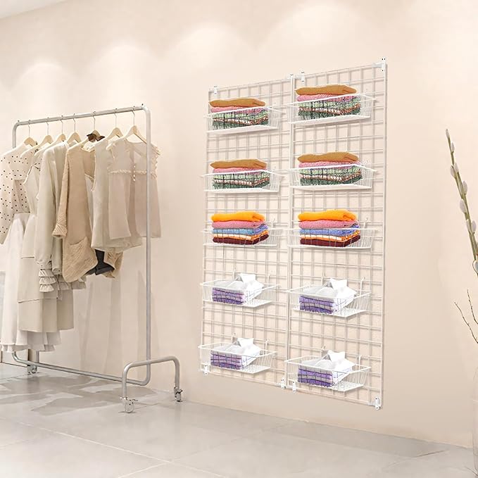 7RiversART Grid Wall Commercial Grade Gridwall Panels – Heavy Duty Grid Panel for Any Retail Display Wall Grid 2' Width x 4' Height, White (Pack of 4) Easily Portable