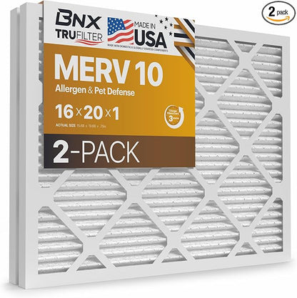 BNX TruFilter 16x20x1 MERV 10 AC Furnace Air Filter by BNX