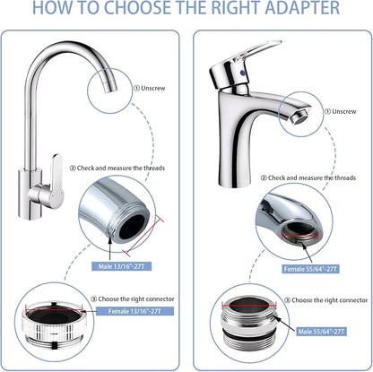 12 pcs Faucet Adapter Kit, CNYMANY Kitchen Aerator Adapter Set Male Female Sink - Image 3