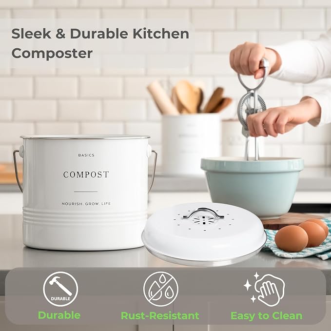D'Lifeful Kitchen Compost Bin – 1.3 Gallon Countertop Farmhouse Compost - Image 5
