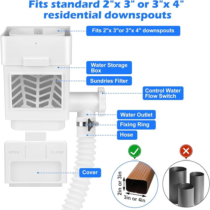 WADEO Rainwater Collection System, Rain Barrel Diverter Kit Fits - Image 5