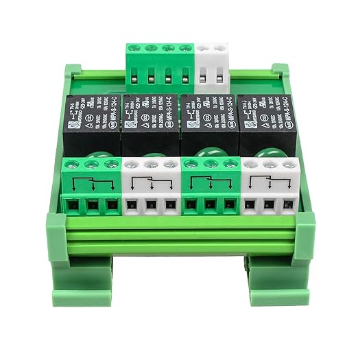 GUETNEU Relay Board, Relay Module 4 Channel 1 SPDT DIN Rail Mount 24V DC/AC, Interface Board(FY-T734C-D24)
