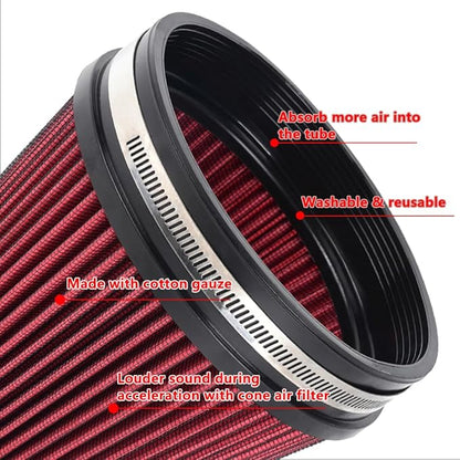 6" Inlet Cold Air Intake Filter Cone Replacement Performance Washable Clamp-On - Image 2