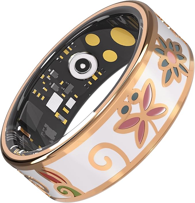 Enamel Craft Smart Ring for Women & Men - No Subscription Fee Fitness Tracker with Sleep Tracking, Heart Rate, SpO2 - IP68 Waterproof for iPhone Android - Activity Tracker, Remote Camera Size9