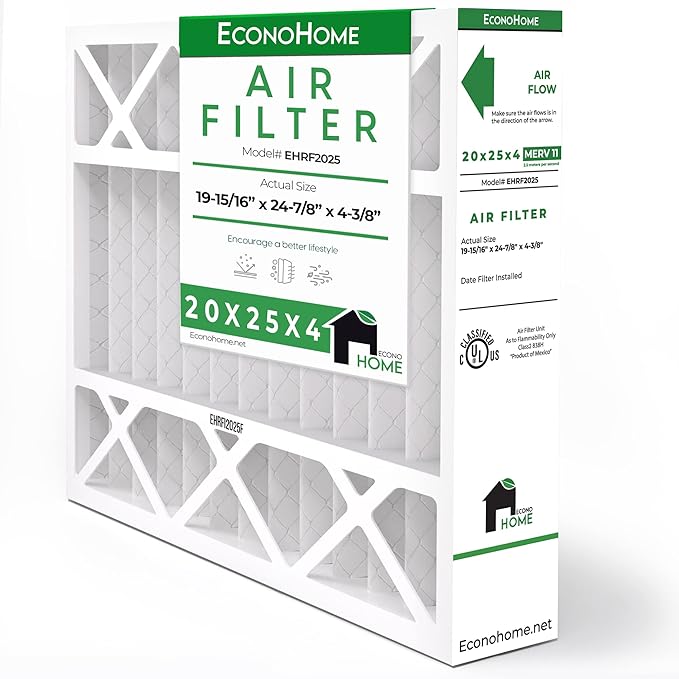 EconoHome 20x25x4 AC Furnace Pleated Air Filter MERV 11 Replacement, 1 Pack by EconoHome