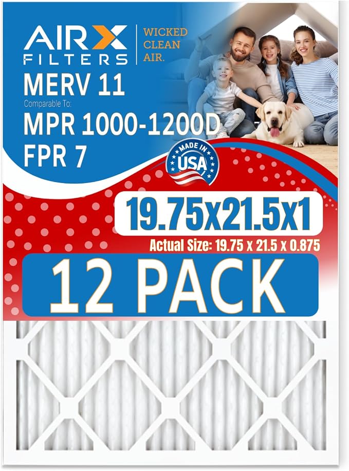 19.75x21.5x1 Air Filter MERV 11 Rating, 12 Pack of Furnace Filters Comparable by AIRXFILTERSWICKEDCLEANAIR
