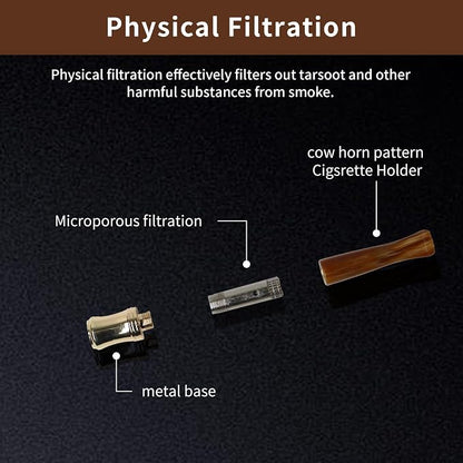Cigarette Filters Brown Cow Horn Pattern Reusable Clean Tar Tobacco Filter - Image 4