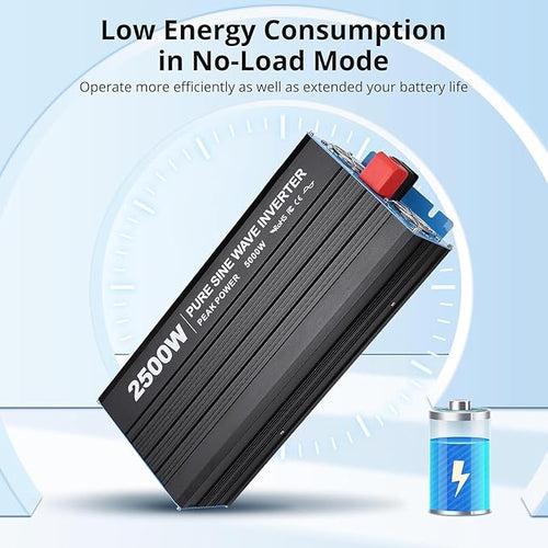 2500W Pure Sine Wave Inverter,1 USB Port 5v/3.4a,LCD Display&Remote Controller for Home, RV, Truck