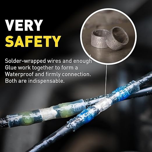haisstronica 400PCS Solder Seal Wire Connectors Kit,26-10 Gauge Marine Grade Heat Shrink Wire Connectors,Waterproof Butt Connectors,Butt Splice Eletrical Wire Connectors Kit(5Colors/5Sizes)