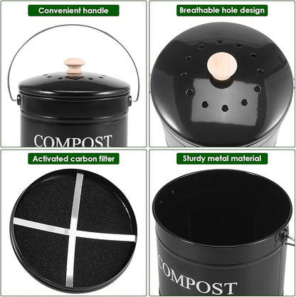 Kitchen Compost Bin 0.8 Gallon Metal Countertop Compost Bin - Image 4