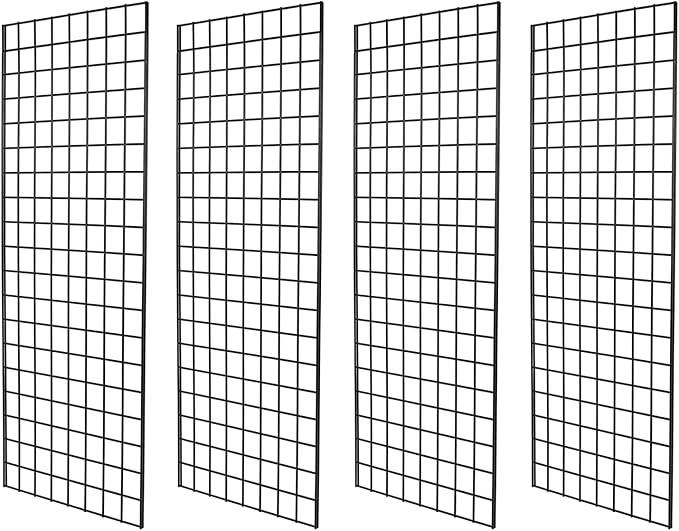 NEESEEYEE Heavy Duty Commercial Grade Gridwall Panels – Grid Panel for Any Retail Display, 2’ Width x 5’ Height, 4 Gridwall Panels Per Carton (Black Finish)