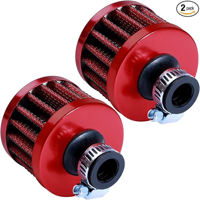 12mm Cold Air Intake Filter for Motorcycle Turbo Vent Breather Air Intake Red- by AICARS