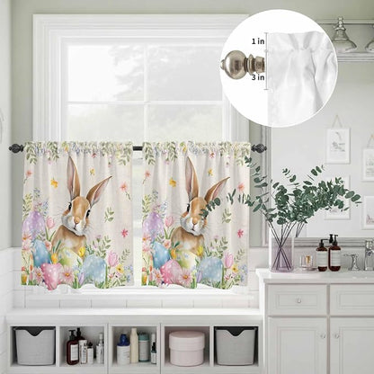 Kitchen Curtains Tiers and Valance Set of 3, Easter Light Filtering Window - Image 8
