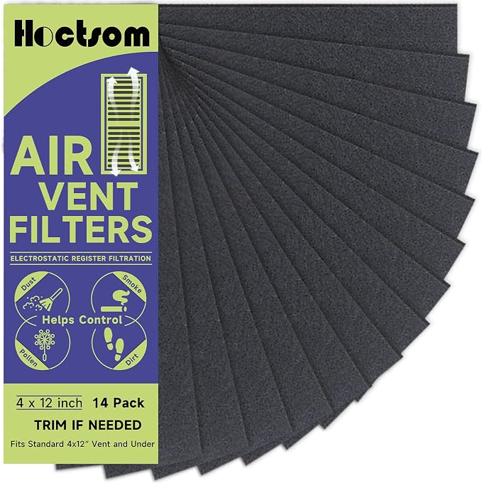 Air Vent Filter 4 x 12 Inch Activated Charcoal, Air Vent Floor Heater Carbon by Hoctsom