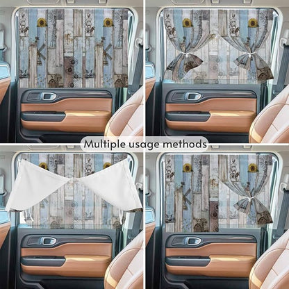 Blue Grey Wooden Magnetic Double Layer Car Window Shades, Side Window Curtains - Image 5