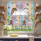 Swag Valance Curtains, Happy Easter Rabbit Butt Egg on Daisy Leaf Rod Pocket by Chees+D+Zone