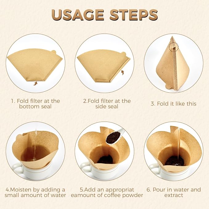100 Count #4 Cone Coffee Filters 8-12 Cup, Unbleached Natural Paper, Disposable - Image 4