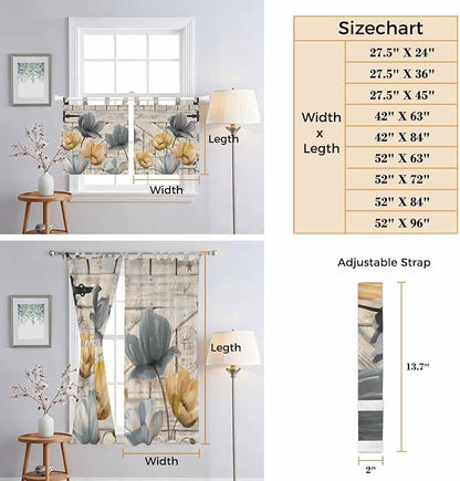 Spring Tulips Flower Bathroom Curtains 63 Inch Length, Window Curtains Tab Top - Image 8