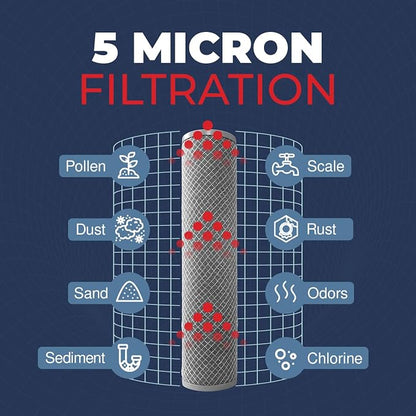 American Made, 5 Micron 2.5" x 10" Whole House CTO Carbon Sediment Water Filter - Image 7