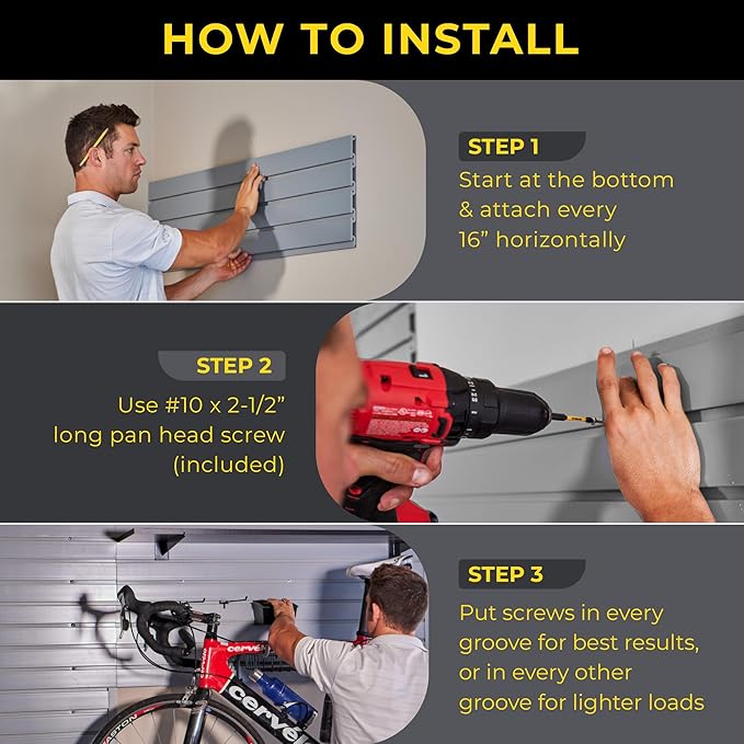 DLDIRECT 24" X 48" - Grey Slatwall Panel Garage Organizer: Heavy Duty Wall Mounted PVC Rack, Interlocking Slat Paneling for Garage Storage, Slotwall Board, Shelves System
