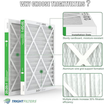 20x20x1 Air Filter 2 Pack, Durable MERV 8 Pleated Home HVAC AC Furnace Filters - Image 4