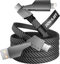 Firsting 4 in 1 Charging Cable 240W MAX, USB C Cable Fast Charger Cord with E-Mark Chip, USB A/C to C/Lightning Cable, Multi iPhone Charger Cord for iPhone16/15/14/13 Series/Phones/Pads and Laptop