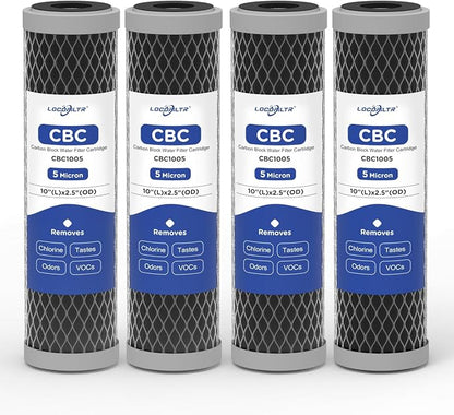 5 Micron 10" x 2.5" Whole House CTO Carbon Block Water Filter Cartridge by Locofiltr