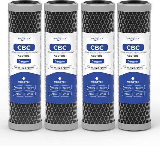 5 Micron 10" x 2.5" Whole House CTO Carbon Block Water Filter Cartridge by Locofiltr