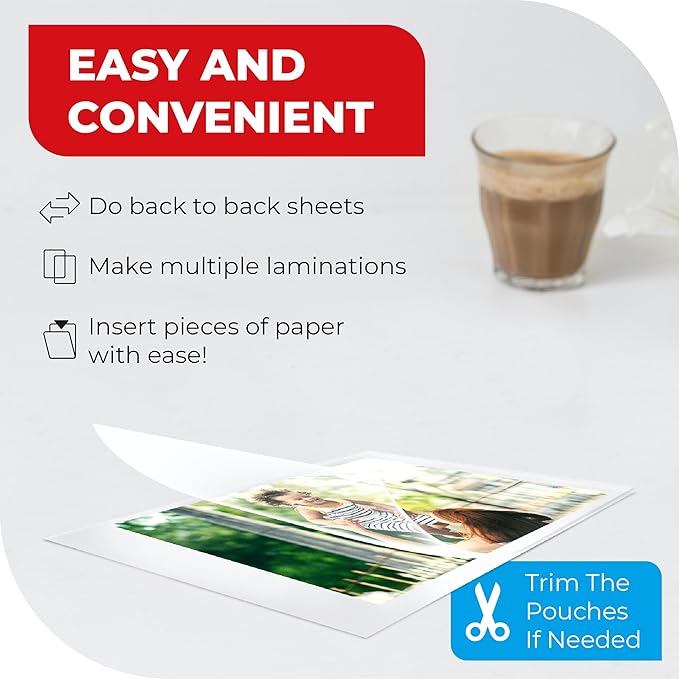10mil Self-Adhesive Cold Laminating Sheets (120 Variety Count) Letter, Photo, Card, Notecard, I.D. Badge and Business Card Sizes. No Heat, No Machine needed, Easy Self-Sealing Pouches