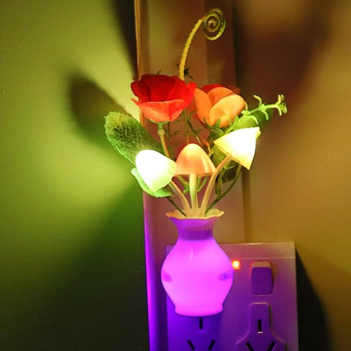 2Pack Plug in LED Night Light w/Auto Dusk to Dawn Sensor,AUSAYE 0.5W Energy Saving Lamp Dream Nightlight Rose Flower Mushroom Lights for Kids Adults Bedroom,Bathroom,Living Room,Kitchen,Hallway