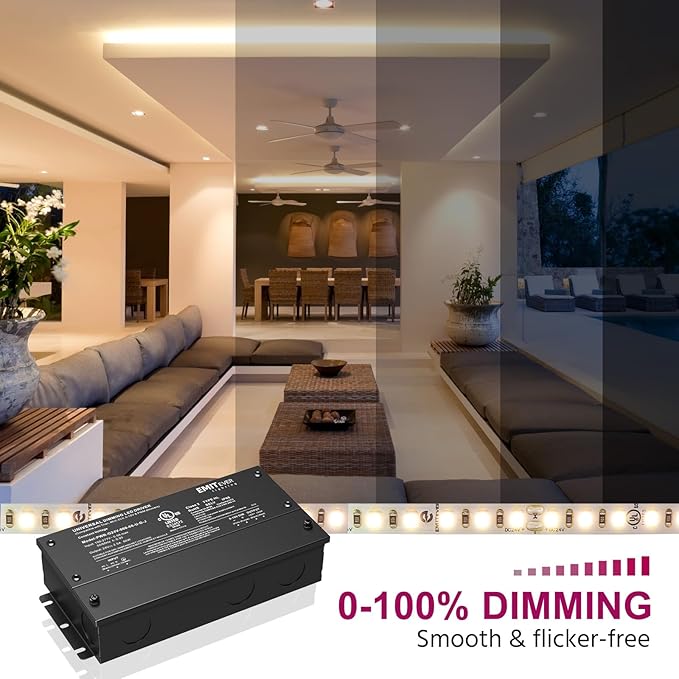EMITEVER 60W Dimmable LED Driver, 24V Triac Dimmable Power Supply, AC to DC Transformer for LED Light, Compatible with Lutron and Leviton Dimmer, Waterproof IP67 and UL Listed, Class 2