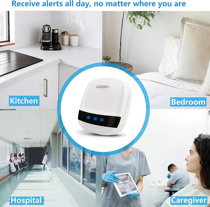 LIOTOIN Caregiver Pager Wireless Call Button Alert Button Call Bell Emergency Button for Home/Elderly/Patients Panic Button Nurse Alert Call System 3Call Button 3Receivers (600+ft Operating Range)
