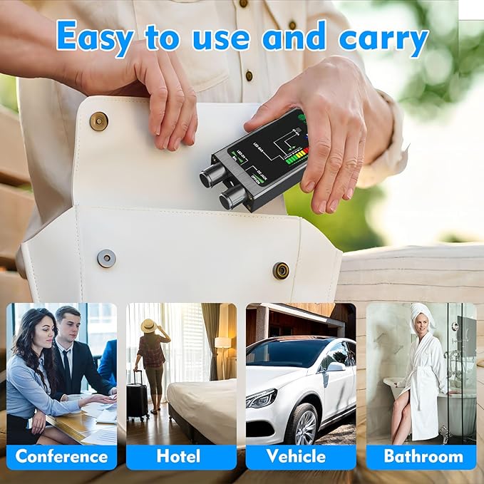 JMDHKK M8000 Hidden Camera Detector, Bug Detector,Camera Finder, Signal Detector for Hotels, Travels, Vehicles, Offices, Public Fitting Rooms (Black)