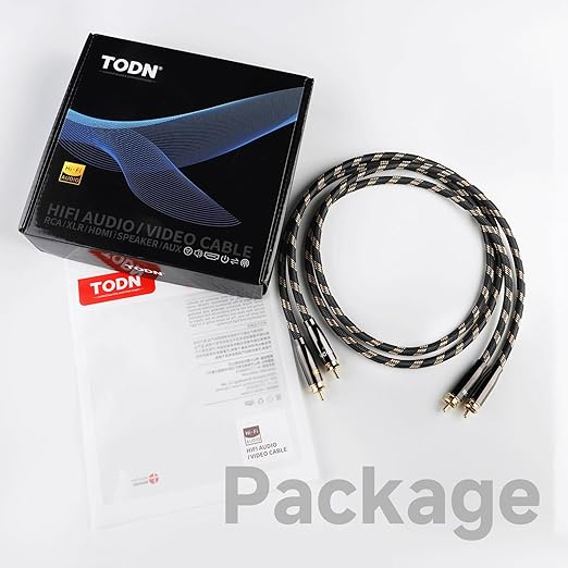 TODN Audiophile RCA Cables with OCC-Core and Dual Shielding Male to Male RCA Stereo Cable Car Audio for Turntables/CD/DVD Players (4.9ft/1.5m, 1 Pair)