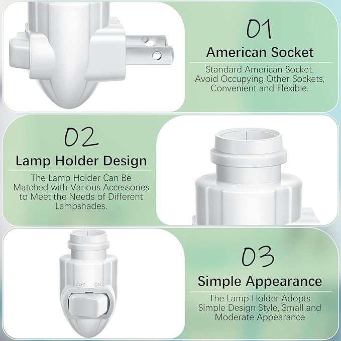 Tuanse 10 Sets Plug in Night Light Module Night Light Base with Shade Mounting Clip Plastic Lights Rotating Base for Making Your Own Decorative (White)