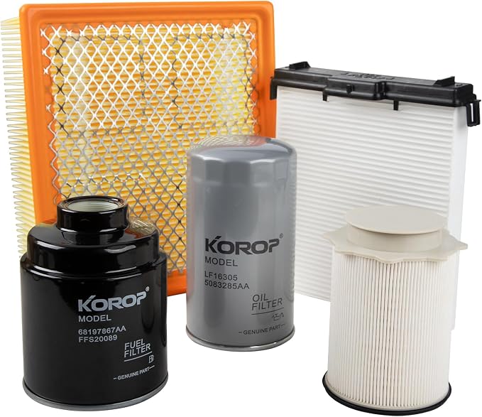 6.7L Cummins Fuel Filter Oil Filter Air Filter and Cabin Air Filter Kit by KOROP