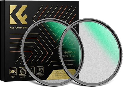 K&F CONCEPT 62mm Black Diffusion 1/4 & 1/8 Lens Filter Kit, Mist Cinematic by KFCONCEPT