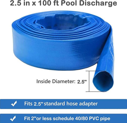 Eastrans 2.5 IN x 100 FT Heavy Duty Flat Discharge Hose, Weather & Burst - Image 4