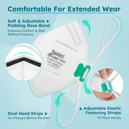 LotFancy N95 Mask for Adults, NIOSH Particulate Respirator, N95 Face Mask for - Image 3