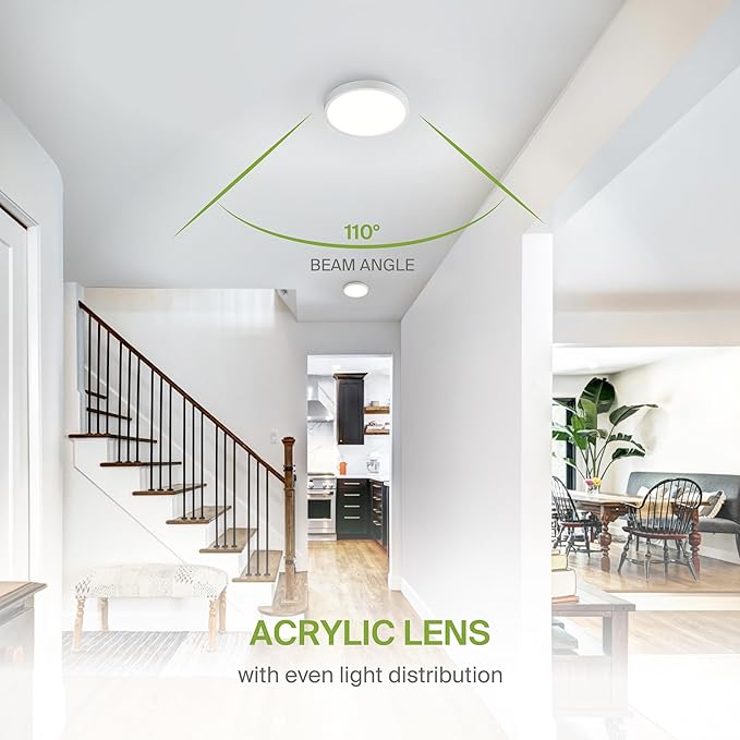 ASD LED 7" Round Flush Mount Ceiling Light Fixture, Low Profile Surface Lighting | 5CCT, Dimmable, Ultra-Thin, ETL Listed | 15W 1260LM 2700-6000K 120V | Kitchen, Bedroom, Hallway Lamp | White, 6 Pack