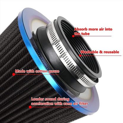 Cold Air Intake Filter, High Performance, Washable Filter, Clamp-On Replacement - Image 4
