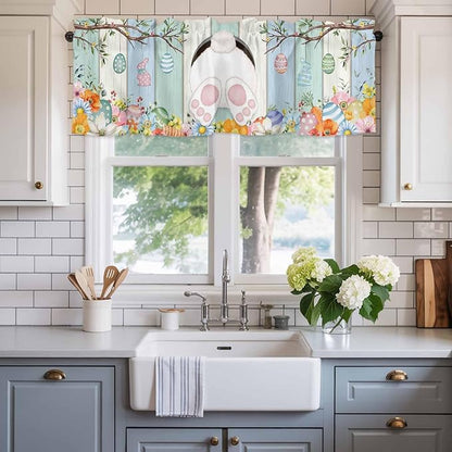 Easter Curtain Valances for Windows, Kitchen Valance Window Treatment, Spring - Image 2