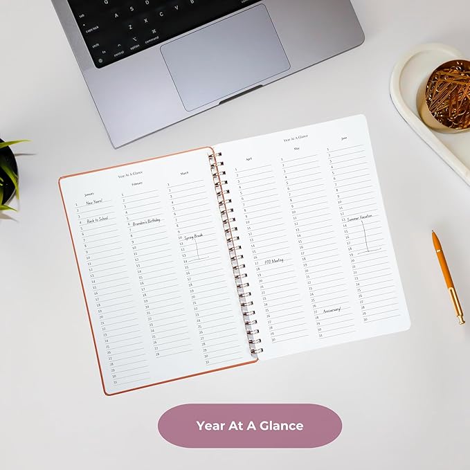 | Ultimate Yearly, Daily, Weekly, Monthly Planner | 8.25" x 11.75" | To Do List Notebook for Work | Simple Design | Multiple Layouts | Academic Planner and Organizer Notebook (Rust, Yearly Planner - Portrait)
